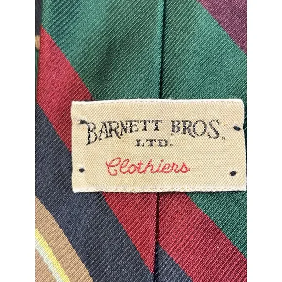 Striped Tie Barnett Bros Classic Burgundy Green Navy 3" W Business Preppy USA - Picture 4 of 9